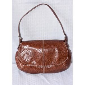COLE HANN Designer Hand Tooled Leather Hobo Shoulder Handbag